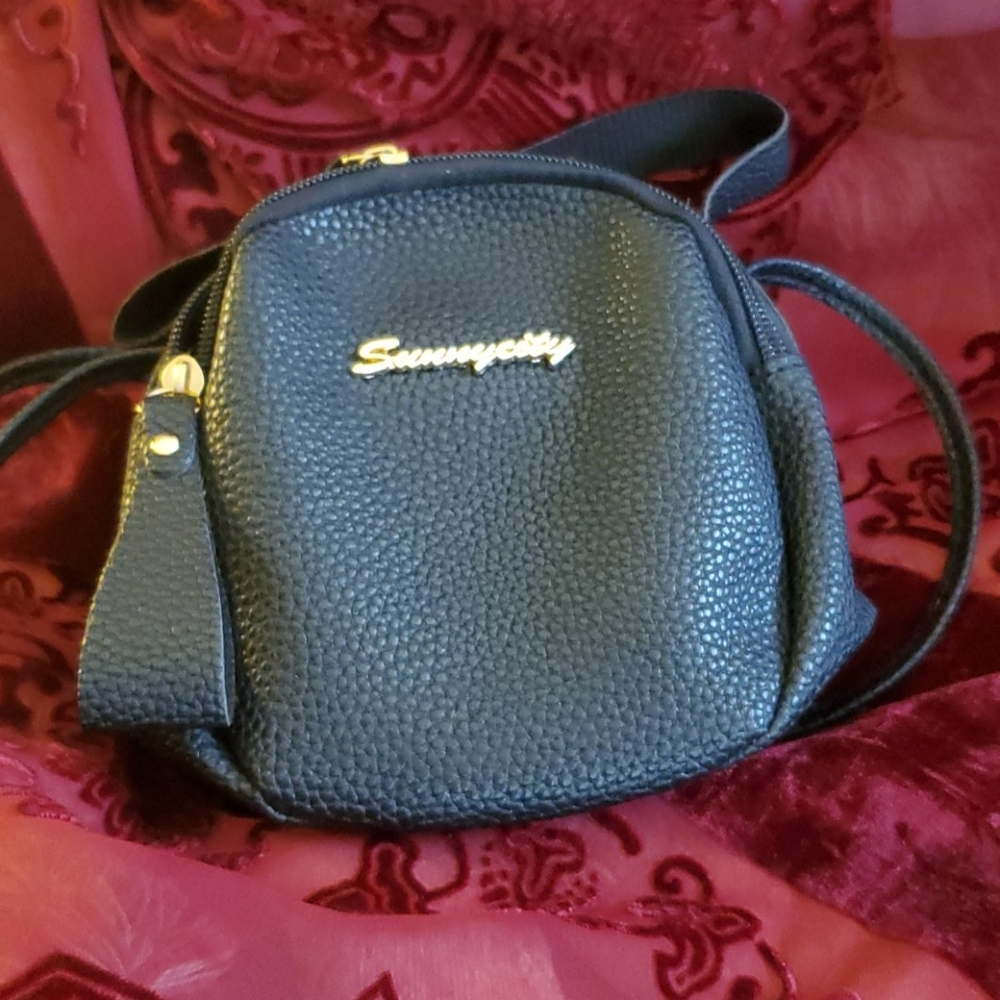 Sunny city vegan leather black small cross body